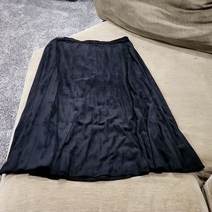 Black suede like long elastic waist skirt